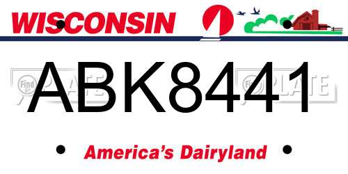 ABK8441 Wisconsin License Plate