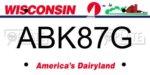 ABK87G Wisconsin License Plate