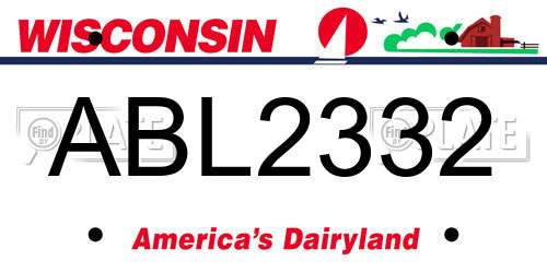 ABL2332 Wisconsin License Plate