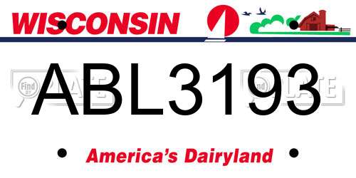 ABL3193 Wisconsin License Plate