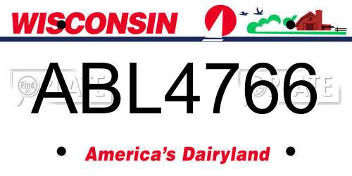 ABL4766 Wisconsin License Plate