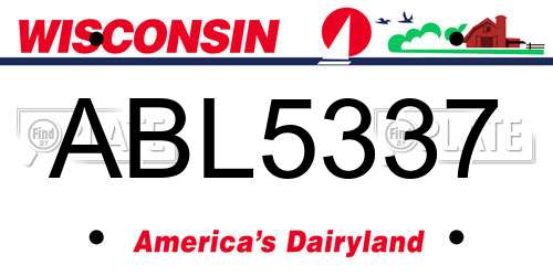 ABL5337 Wisconsin License Plate