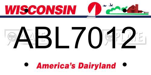ABL7012 Wisconsin License Plate