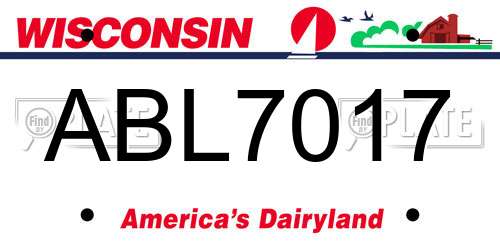 ABL7017 Wisconsin License Plate