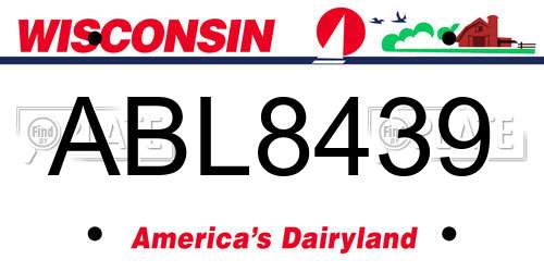 ABL8439 Wisconsin License Plate