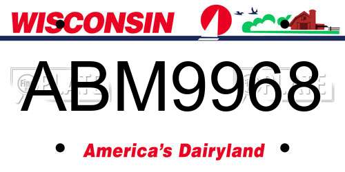 ABM9968 Wisconsin License Plate
