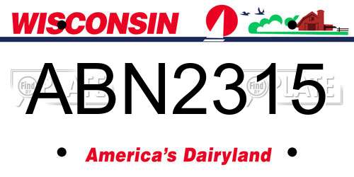 ABN2315 Wisconsin License Plate
