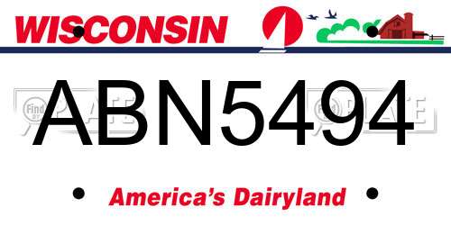 ABN5494 Wisconsin License Plate