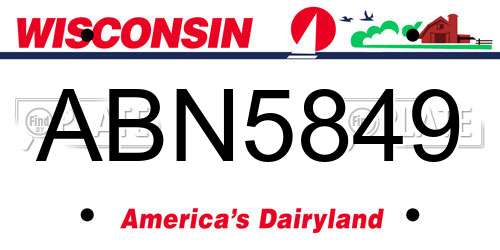 ABN5849 Wisconsin License Plate