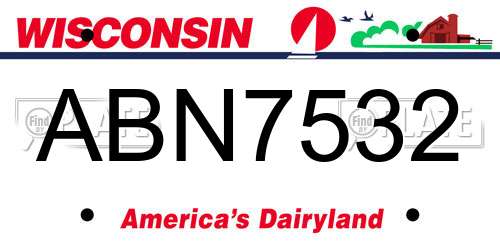 ABN7532 Wisconsin License Plate