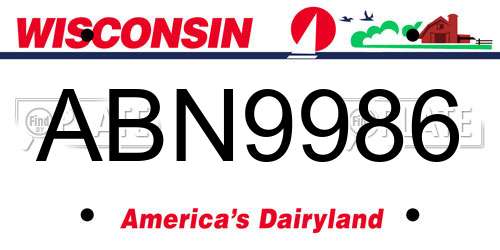 ABN9986 Wisconsin License Plate