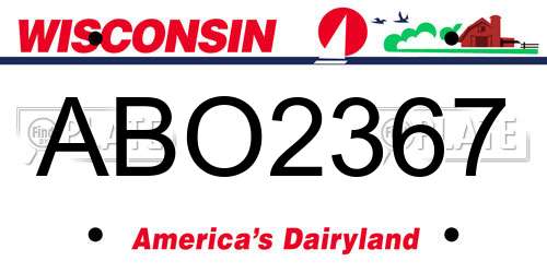 ABO2367 Wisconsin License Plate