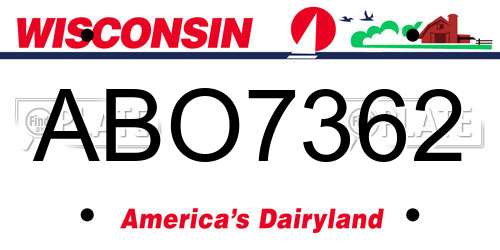 ABO7362 Wisconsin License Plate