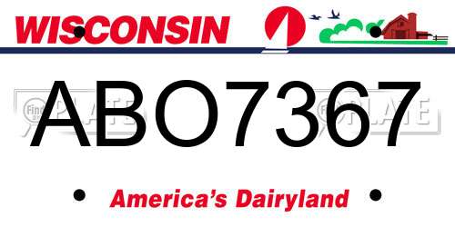 ABO7367 Wisconsin License Plate