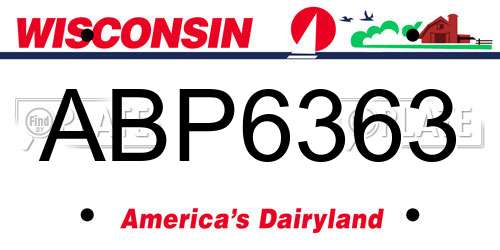 ABP6363 Wisconsin License Plate
