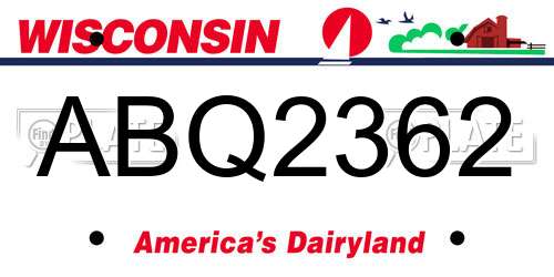 ABQ2362 Wisconsin License Plate