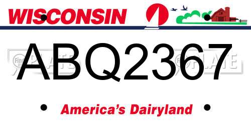 ABQ2367 Wisconsin License Plate