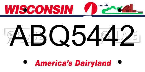 ABQ5442 Wisconsin License Plate