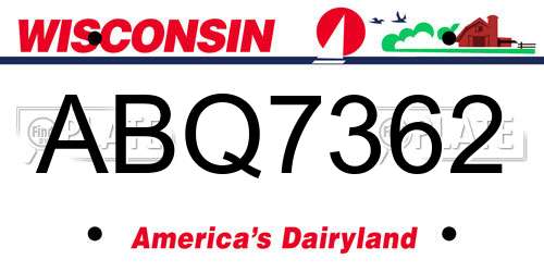 ABQ7362 Wisconsin License Plate