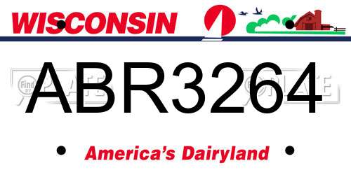 ABR3264 Wisconsin License Plate