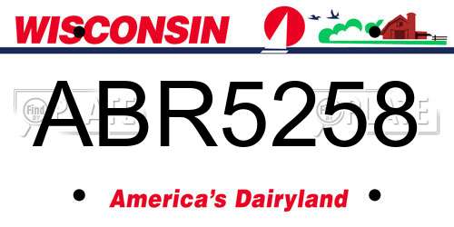 ABR5258 Wisconsin License Plate