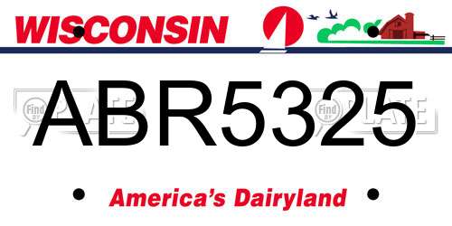 ABR5325 Wisconsin License Plate