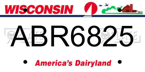 ABR6825 Wisconsin License Plate