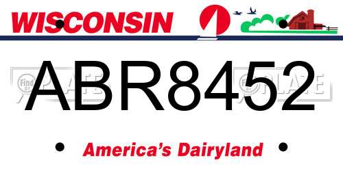 ABR8452 Wisconsin License Plate