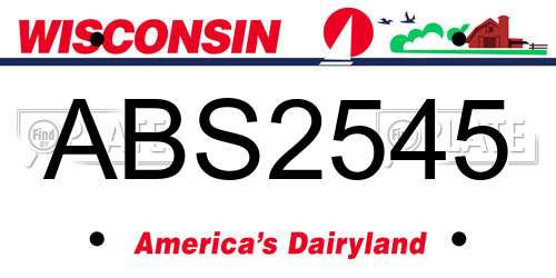 ABS2545 Wisconsin License Plate