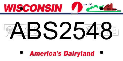 ABS2548 Wisconsin License Plate