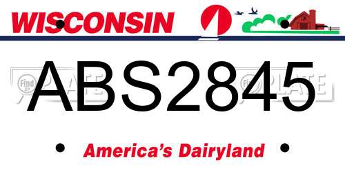 ABS2845 Wisconsin License Plate