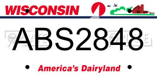 ABS2848 Wisconsin License Plate