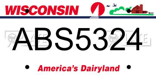 ABS5324 Wisconsin License Plate