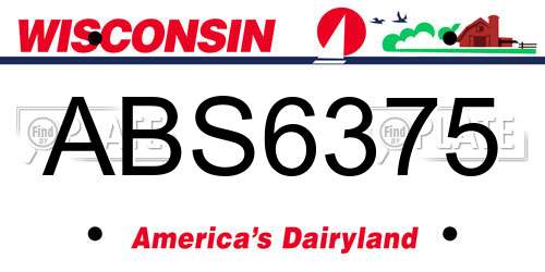 ABS6375 Wisconsin License Plate