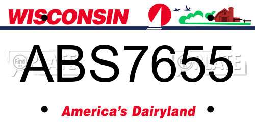 ABS7655 Wisconsin License Plate