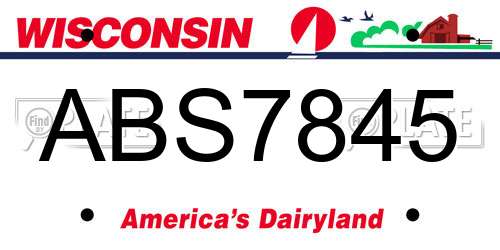 ABS7845 Wisconsin License Plate