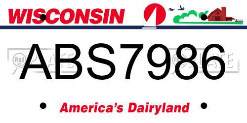 ABS7986 Wisconsin License Plate