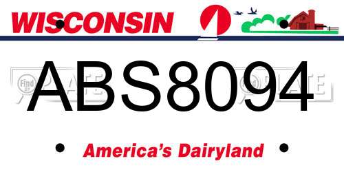 ABS8094 Wisconsin License Plate
