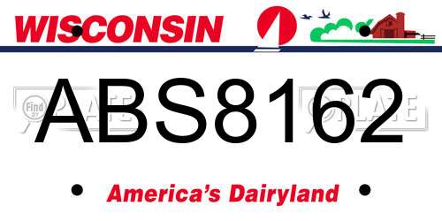 ABS8162 Wisconsin License Plate