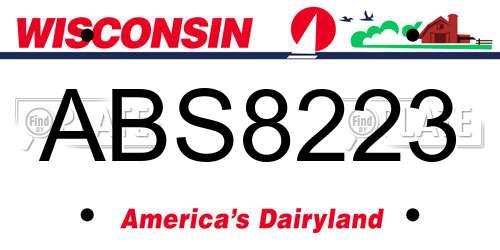 ABS8223 Wisconsin License Plate