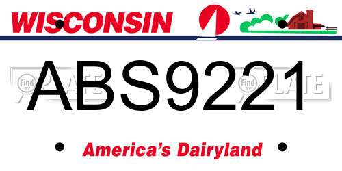 ABS9221 Wisconsin License Plate