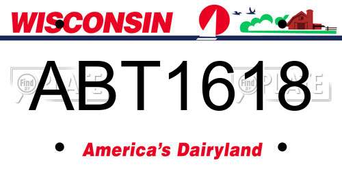 ABT1618 Wisconsin License Plate