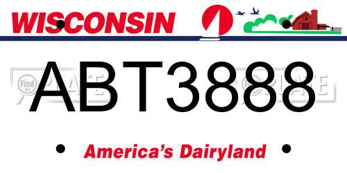 ABT3888 Wisconsin License Plate