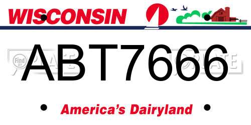 ABT7666 Wisconsin License Plate