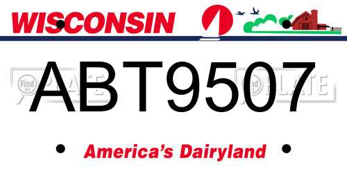 ABT9507 Wisconsin License Plate