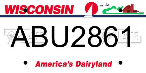 ABU2861 Wisconsin License Plate
