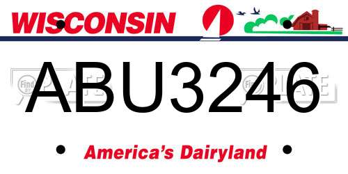 ABU3246 Wisconsin License Plate