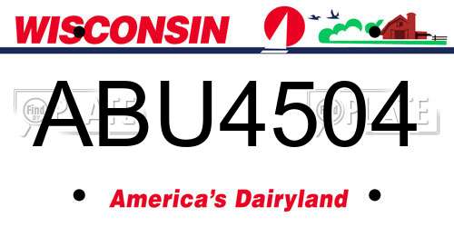 ABU4504 Wisconsin License Plate
