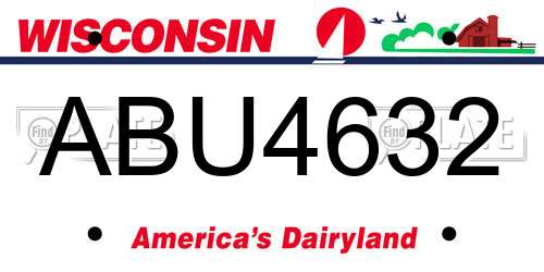 ABU4632 Wisconsin License Plate