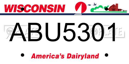 ABU5301 Wisconsin License Plate